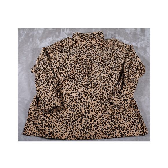 Sag Harbor Shirt Womens 24W Brown Black Animal Print Button Up Long Sleeve Top - Picture 2 of 7